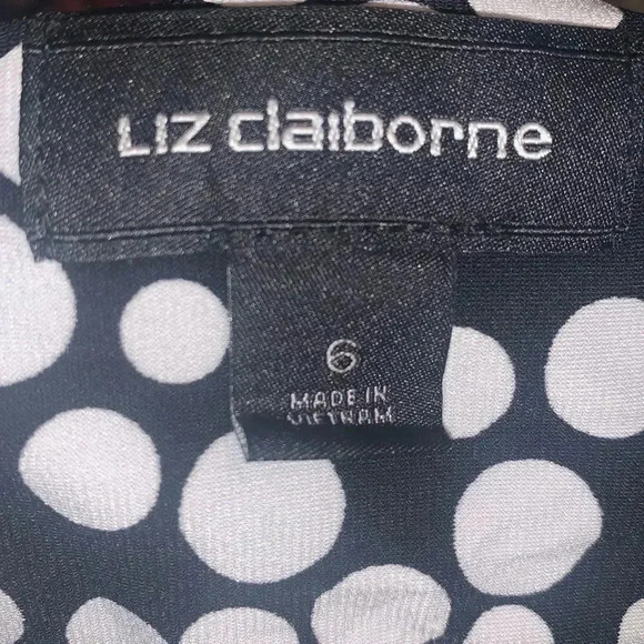 Liz Claiborne Aqua Black Polka Dot Round Neck Cap Sleeve Sheath Dress - Picture 2 of 3